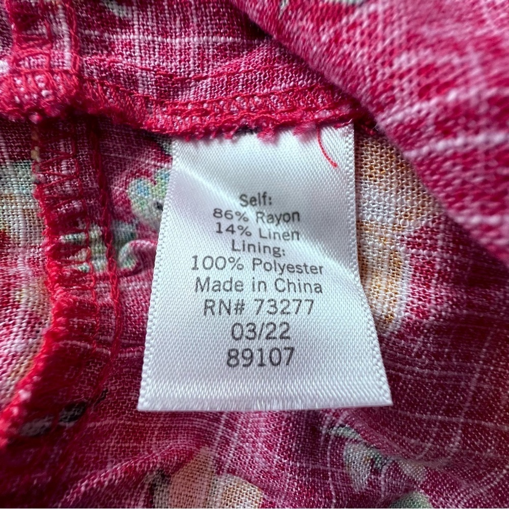 LC Lauren Conrad NWT Ruffle Fit & Flare Apron Linen‎ Dress Red Lemon Orchard M - Picture 12 of 12
